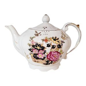 Vintage Porcelain Musical Floral Teapot Japan Music box Music box works well